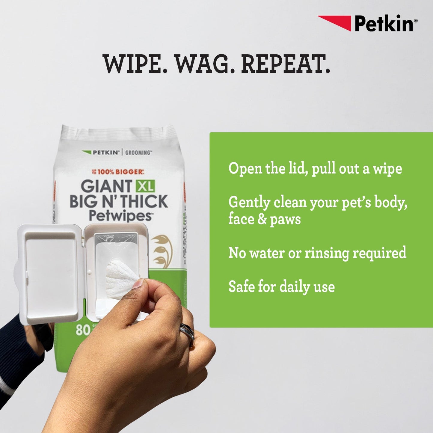 Petkin Gaint Big N' Thick  Unscented Petwipes for Dogs and Cats