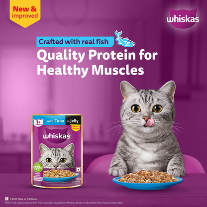 Whiskas Tuna in Jelly, Chicken and Salmon in Gravy Meal Adult Cat Wet Food