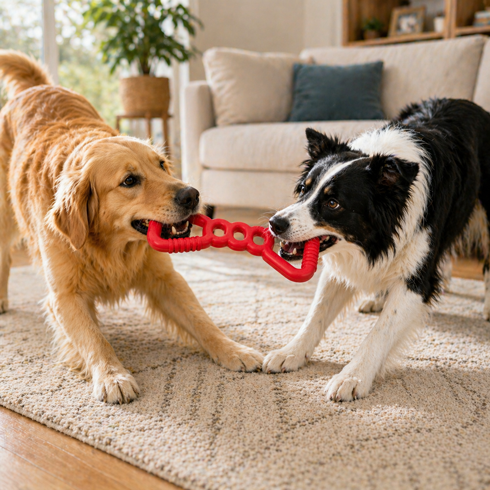 Talking Dog Club Tug Off Natural Rubber Chew Toy for Dogs (Red)