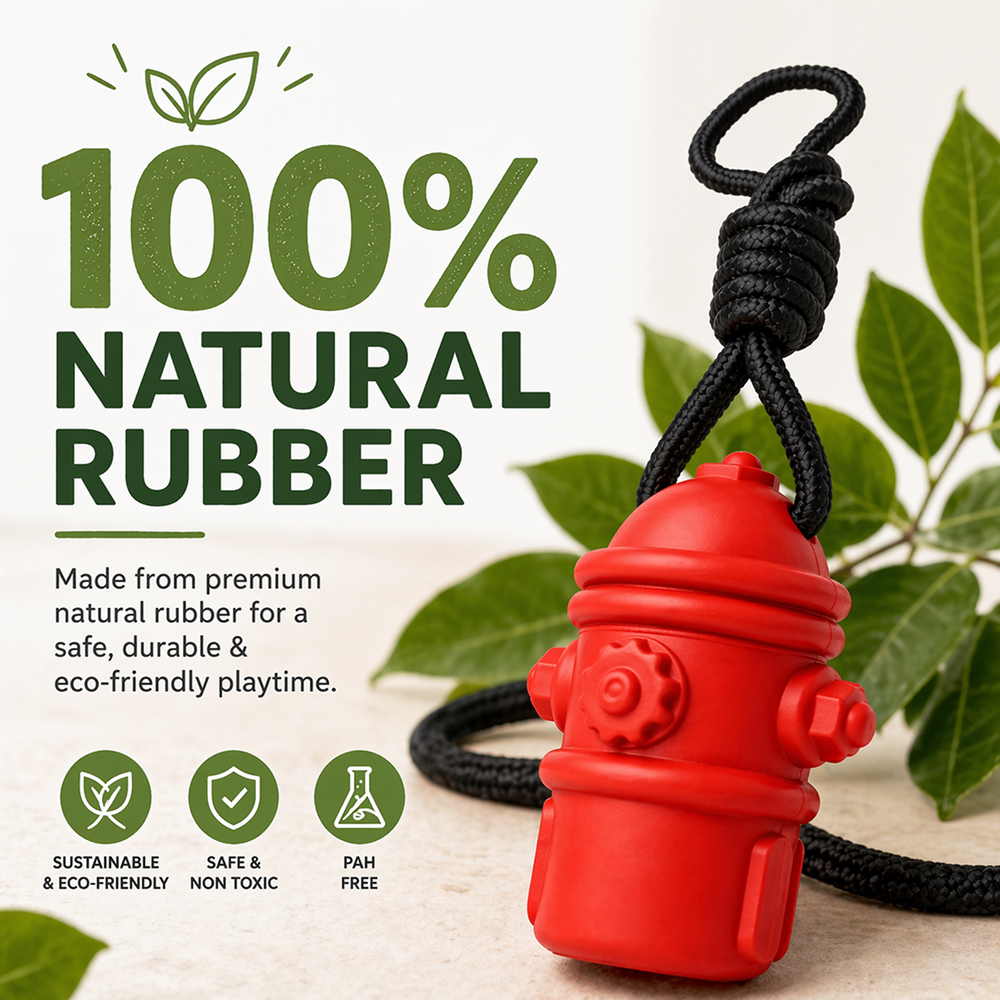 Talking Dog Club Sturdy Fire Hydrant Rubber & Rope Toy for Dogs (Red)