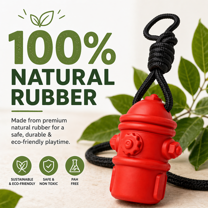 Talking Dog Club Sturdy Fire Hydrant Rubber & Rope Toy for Dogs (Red)