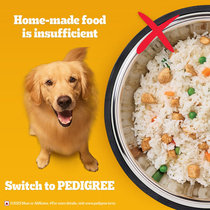 Pedigree Adult Dog Food Combo |Meat & Rice Dry & Chicken & Liver Wet
