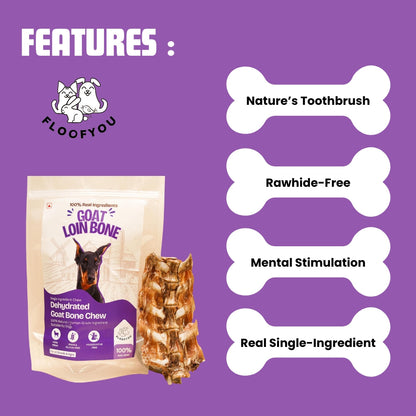 Floofyou Air Dried Goat Loin Bone Dental Chew Dog Treats
