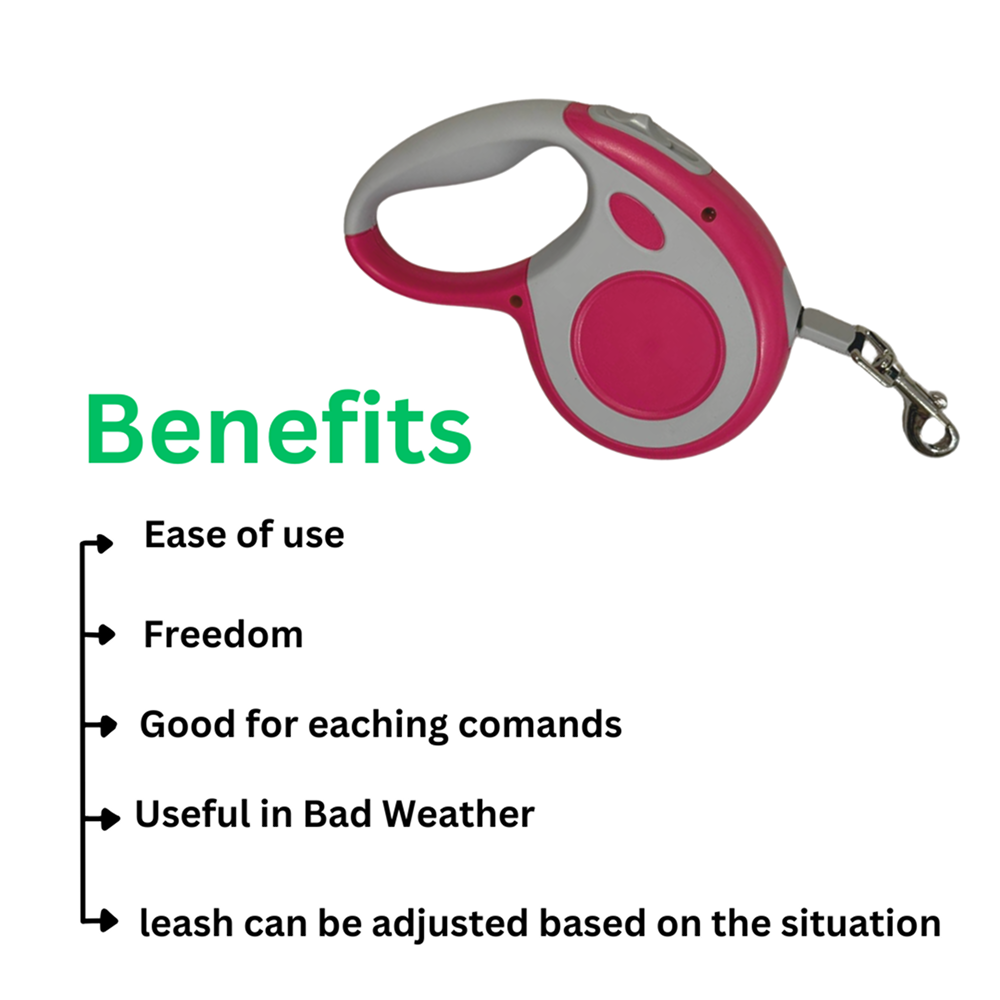Healing Leaf  Retractable Leash for Dogs and Cats (Pink)
