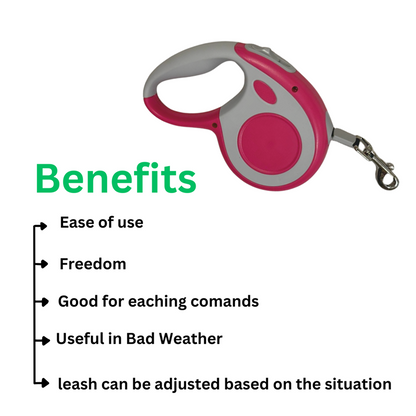 Healing Leaf  Retractable Leash for Dogs and Cats (Pink)