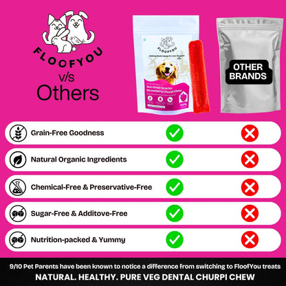 Floofyou Sun Dried Pure Veg Strawberry Yak Dental Dog Treats