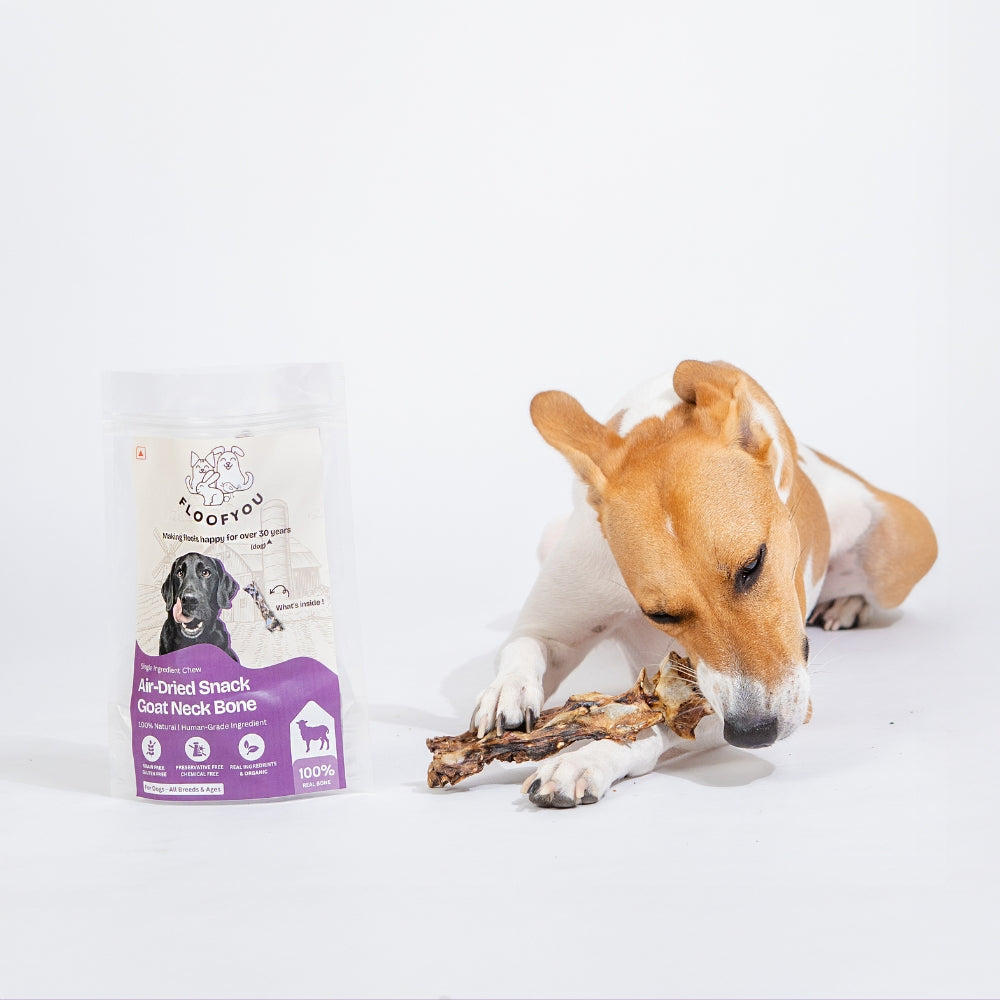 Floofyou Air Dried Goat Neck Bone Dental Chew Dog Treats