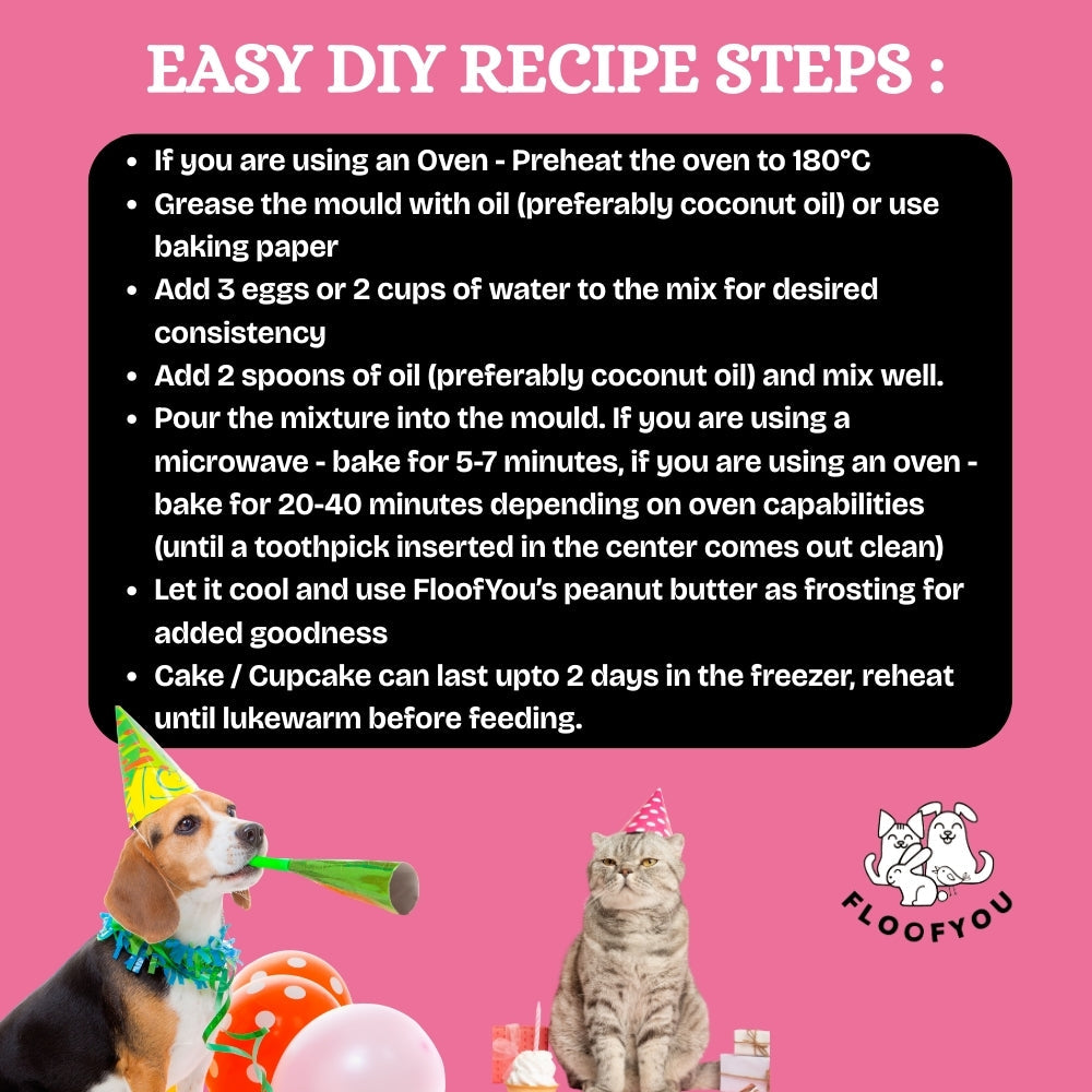Floofyou Home Made Carrot Apple Birthday Cake Mix for Dogs and Cats