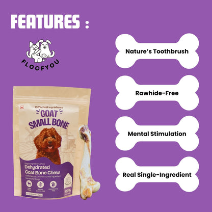 Floofyou Air Dried Goat Marrow Small Bone Dental Chew Dog Treats