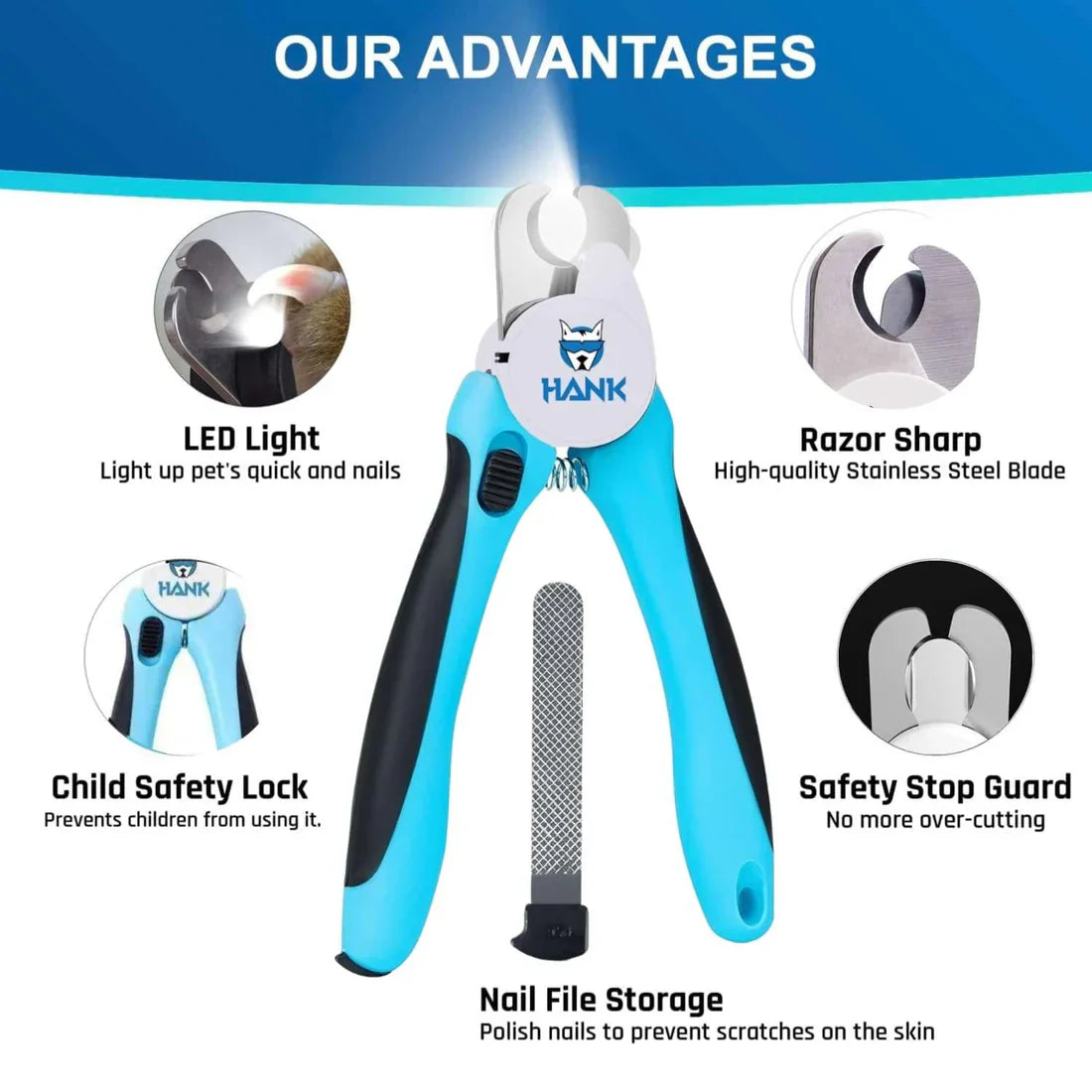 Hank Nail Clipper with Ultra Bright LED Light for Pets
