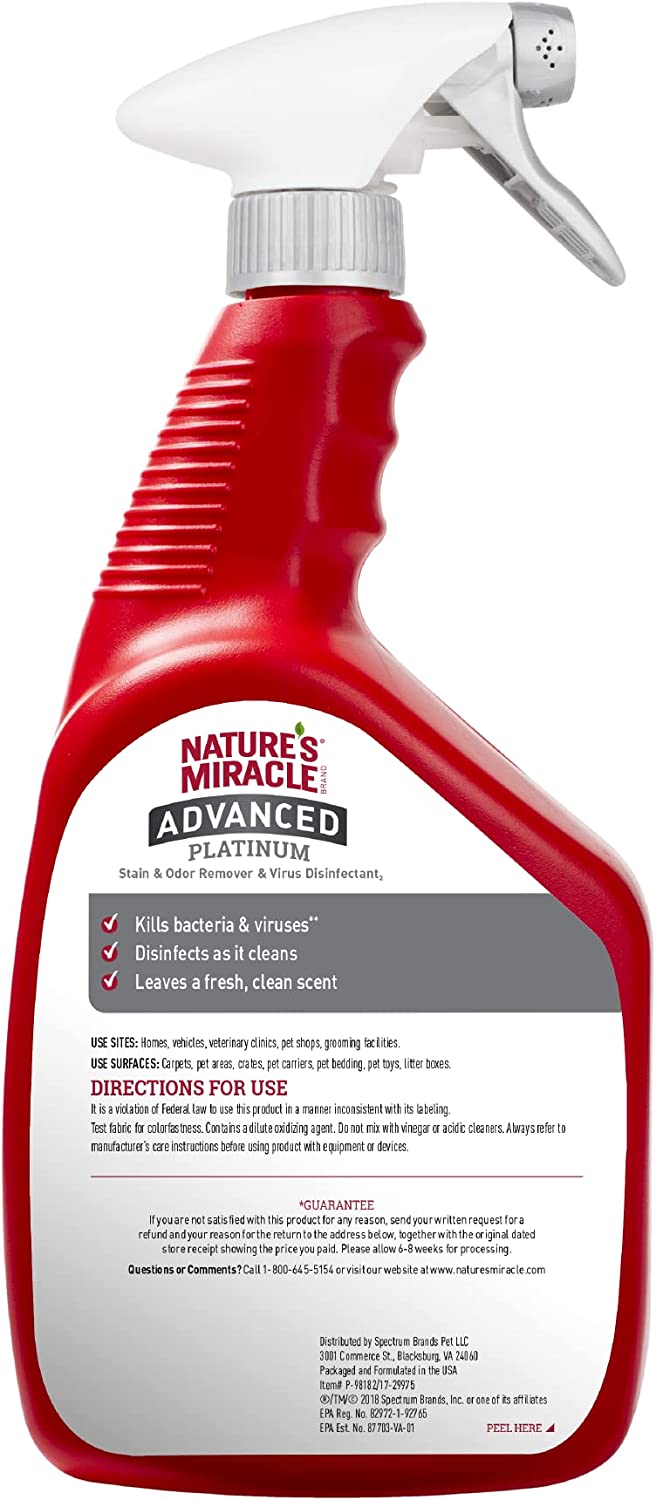 Nature's Miracle JFC Fresh Scented Advanced Platinum Stain and Odor Remover and Virus Disinfectant for Cats