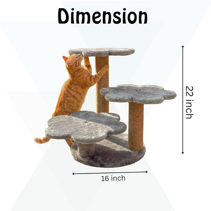 Furrlovers Flower Shaped Multilevel Cat Tree with Jute Rope Scratching Posts (Grey)