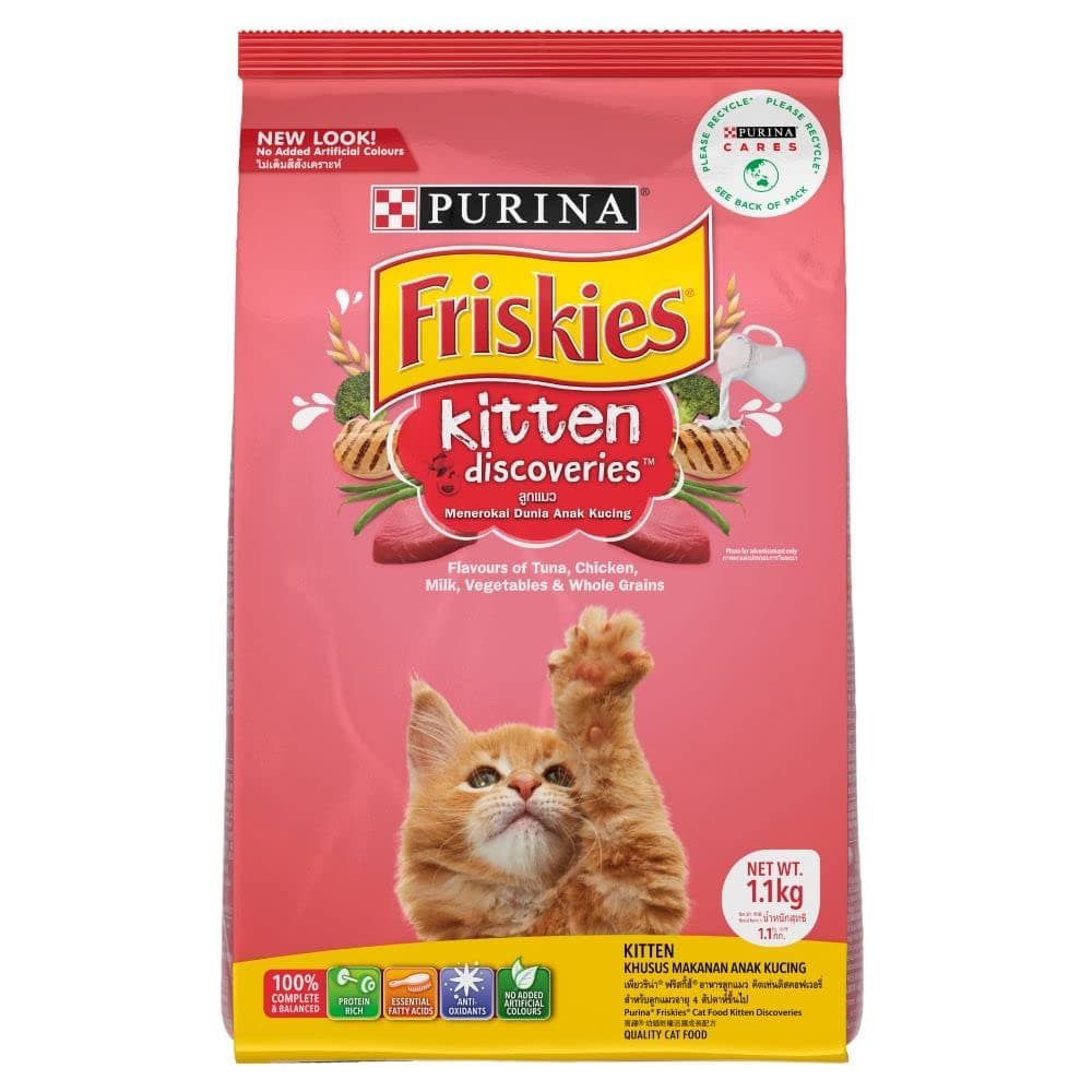 Friskies Kitten Cat Dry Food and Purina Felix Chicken with Jelly Kitten Cat Wet Food Combo