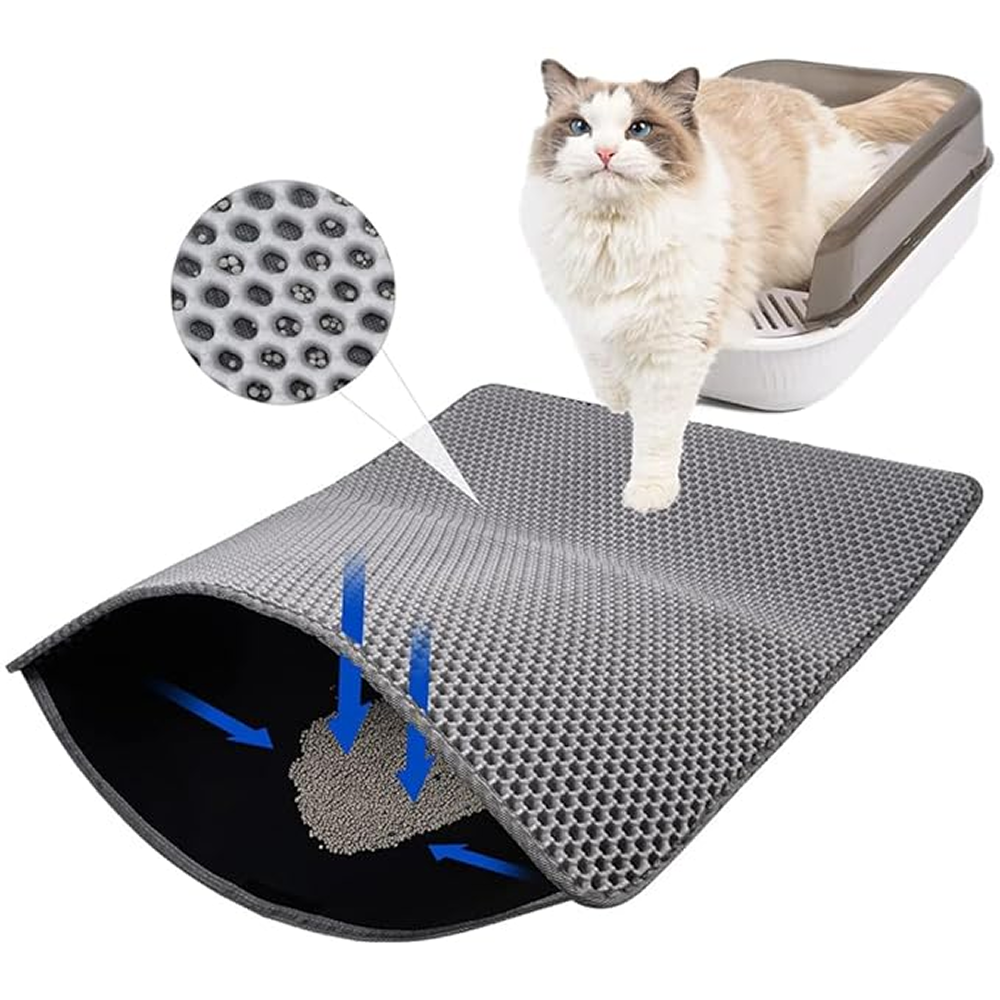 Skatrs Double Layer Litter Mat for Cats (Grey/Black)
