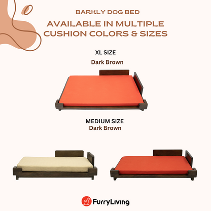 FurryLiving Barkly Barkly XL Solid Wood Dog Bed for Medium and Large Dogs (Dark Brown/Red)