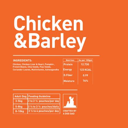 Homiee & Ginger Grain Free Mini Meals Surf & Turf, Fish Feista, Chicken & Barley Food for Dogs Combo