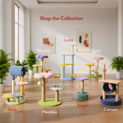 FurryLiving Canyon Multi Level Cat Tree with Tunnel, Toys and Scratching Post for Cats and Kittens