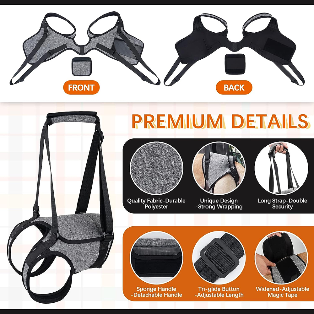 KUTKUT Rehabilitation Sling Hind Limb Support Lift Harness for Dogs (Grey)