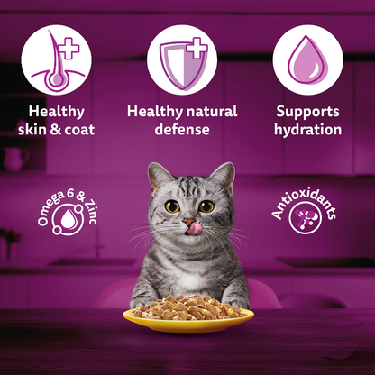 Whiskas Tuna in Jelly, Chicken and Salmon in Gravy Meal Adult Cat Wet Food
