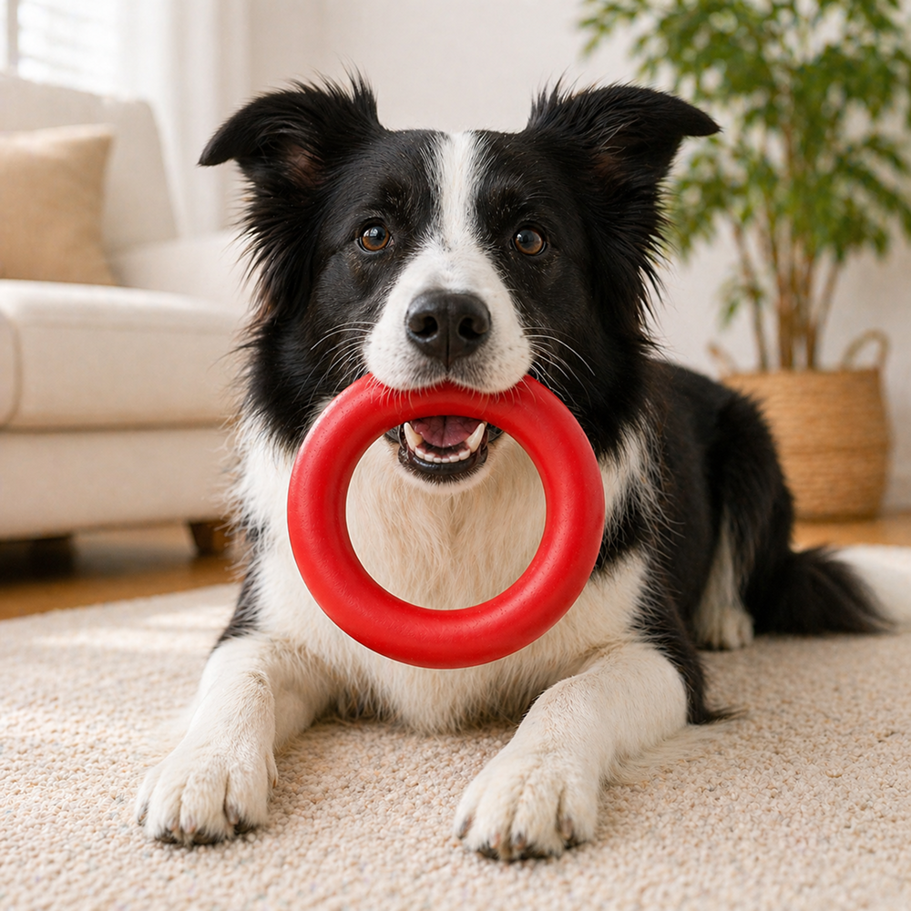 Talking Dog Club Ringa a Ring Natural Rubber Chew Toy for Dogs (Red)