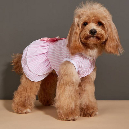 KUTKUT Princess Tutu Striped Dress for Small Breed Dogs & Cats (Pink)