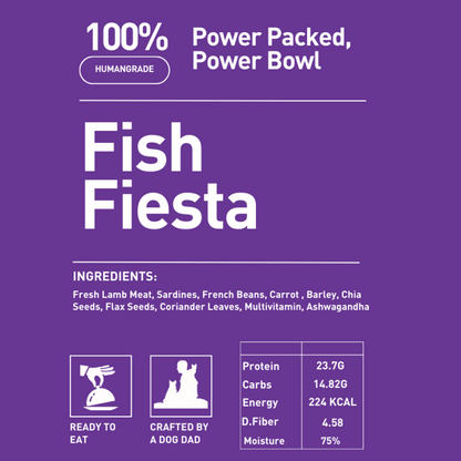 Homiee & Ginger Power Bowl Surf & Turf, Fish Fiesta and Chicken & Barley Fresh Food for Dogs Combo