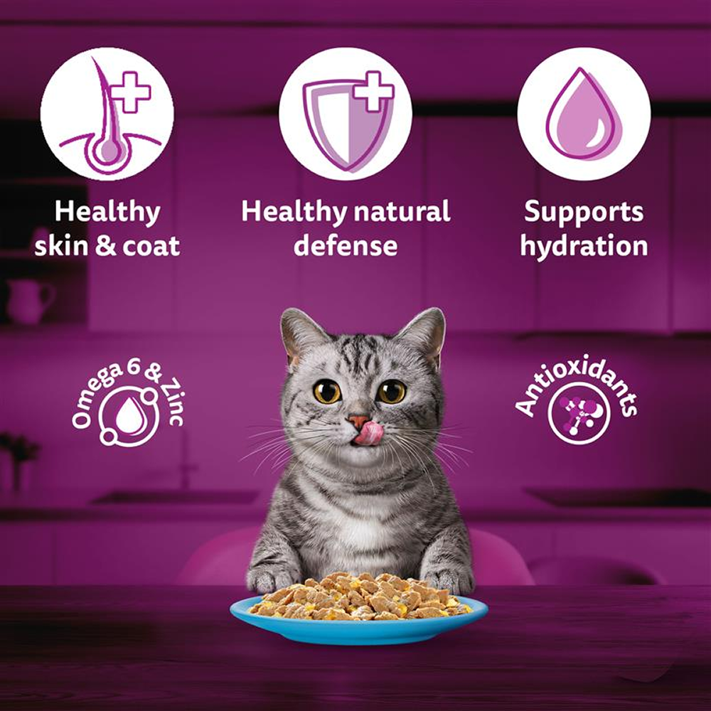 Whiskas Tuna in Jelly, Chicken and Salmon in Gravy Meal Adult Cat Wet Food