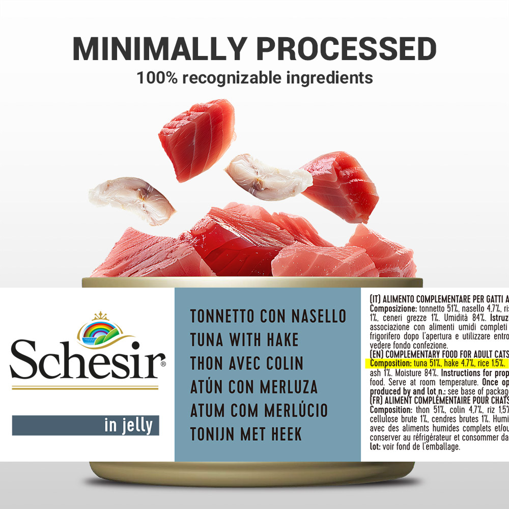 Schesir Tuna Whole Meat with Hake in Jelly Cat Wet Food