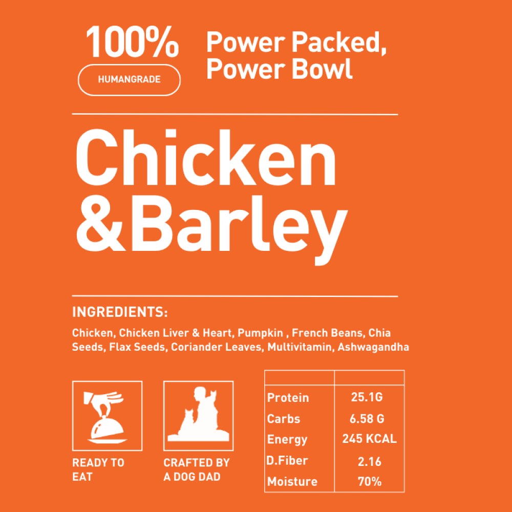 Homiee & Ginger Power Bowl Surf & Turf, Fish Fiesta and Chicken & Barley Fresh Food for Dogs Combo