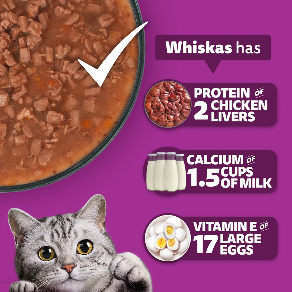 Whiskas Tuna in Jelly, Chicken and Salmon in Gravy Meal Adult Cat Wet Food