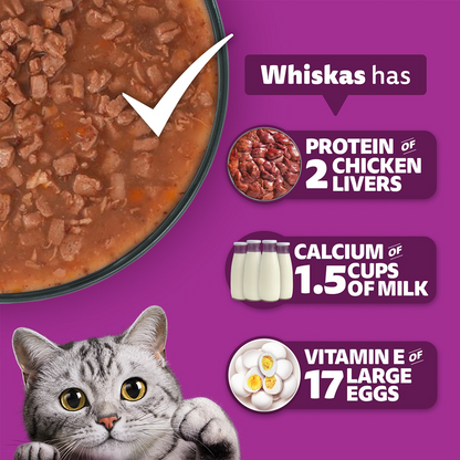 Whiskas Tuna in Jelly, Chicken and Salmon in Gravy Meal Adult Cat Wet Food