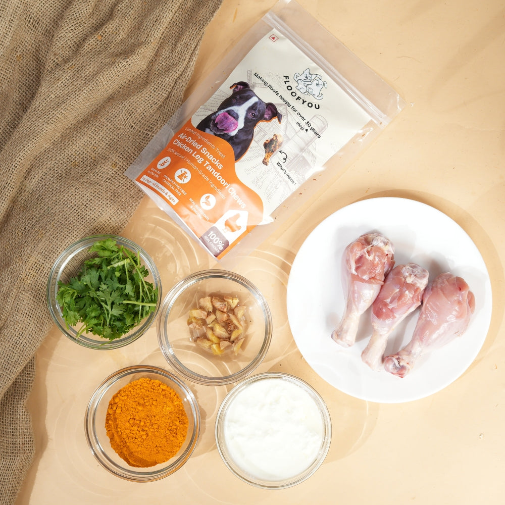 Floofyou Air Dried Chicken Leg Tandoori Crunchy Dental Chew Dog Treats