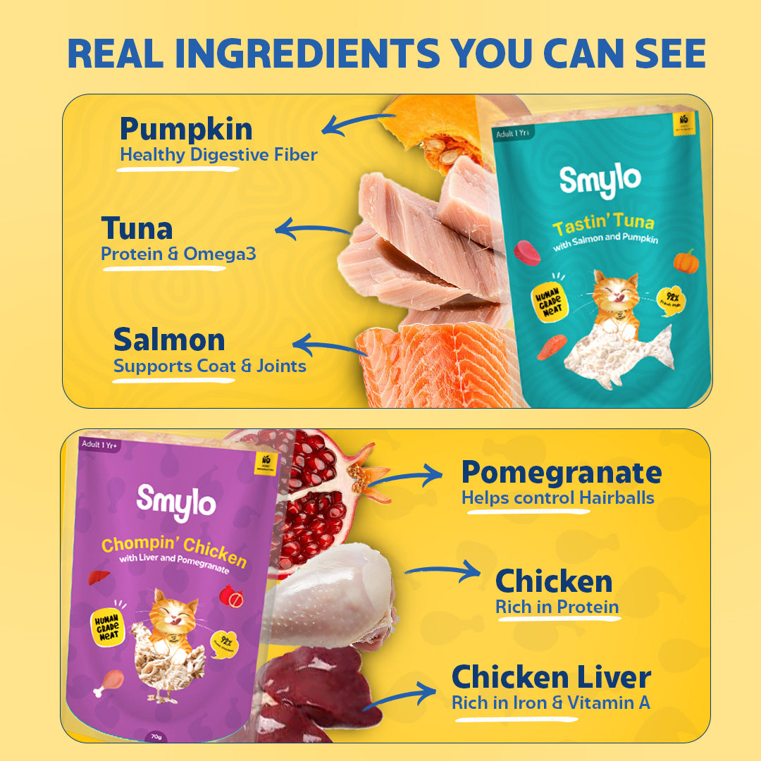 Smylo Adult Variety Combo, Tuna, Chicken & Mackerel, Fresh & No-Preservative Wet Cat Food