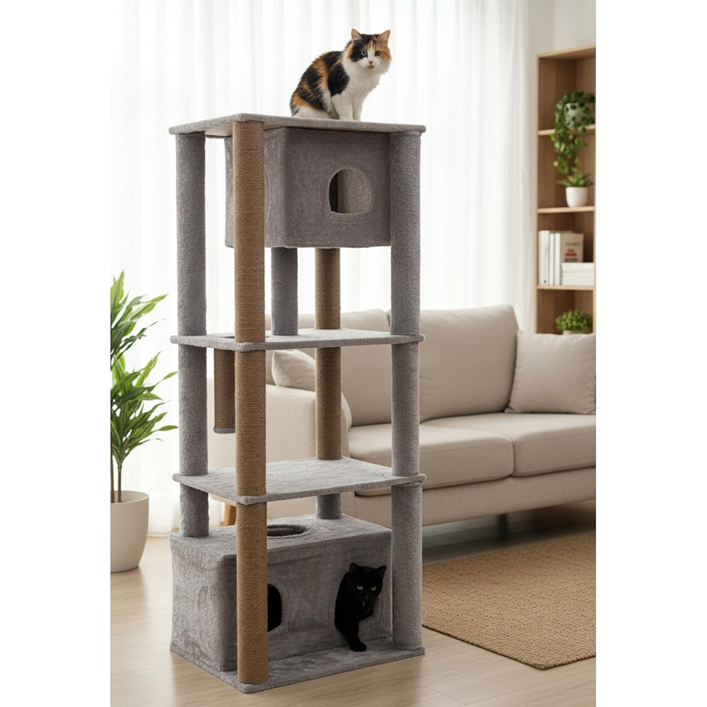Furrlovers Large Multilevel Cat Tree Tower with Scratching Posts & Condo (Grey)