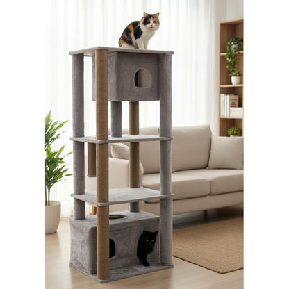 Furrlovers Large Multilevel Cat Tree Tower with Scratching Posts & Condo (Grey)