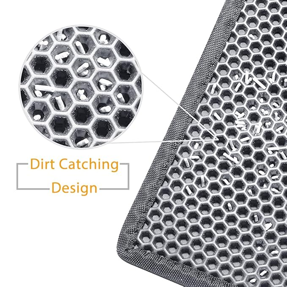 Skatrs Double Layer Litter Mat for Cats (Grey/Black)