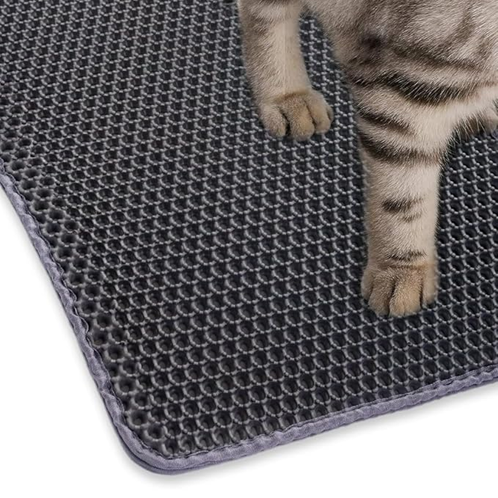 Skatrs Double Layer Litter Mat for Cats (Grey/Black)