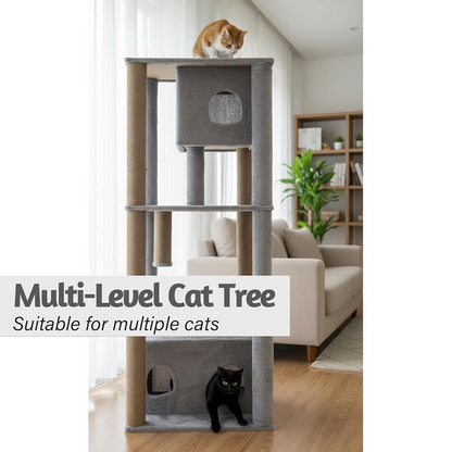 Furrlovers Large Multilevel Cat Tree Tower with Scratching Posts & Condo (Grey)