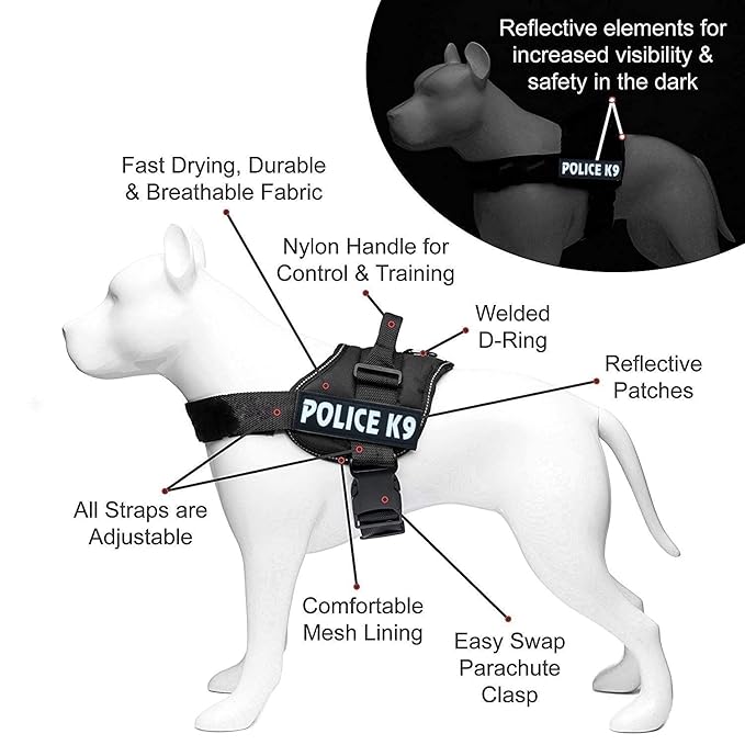 Skatrs Police K9 Harness for Dogs (Red)