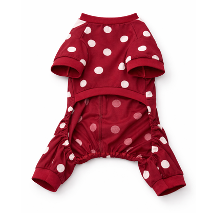Pawgypets Polka Onesie Tshirt for Dogs (Maroon)