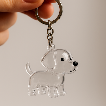Talking Dog Club Standing Dog Hair Keepsake Capsule Key Chain