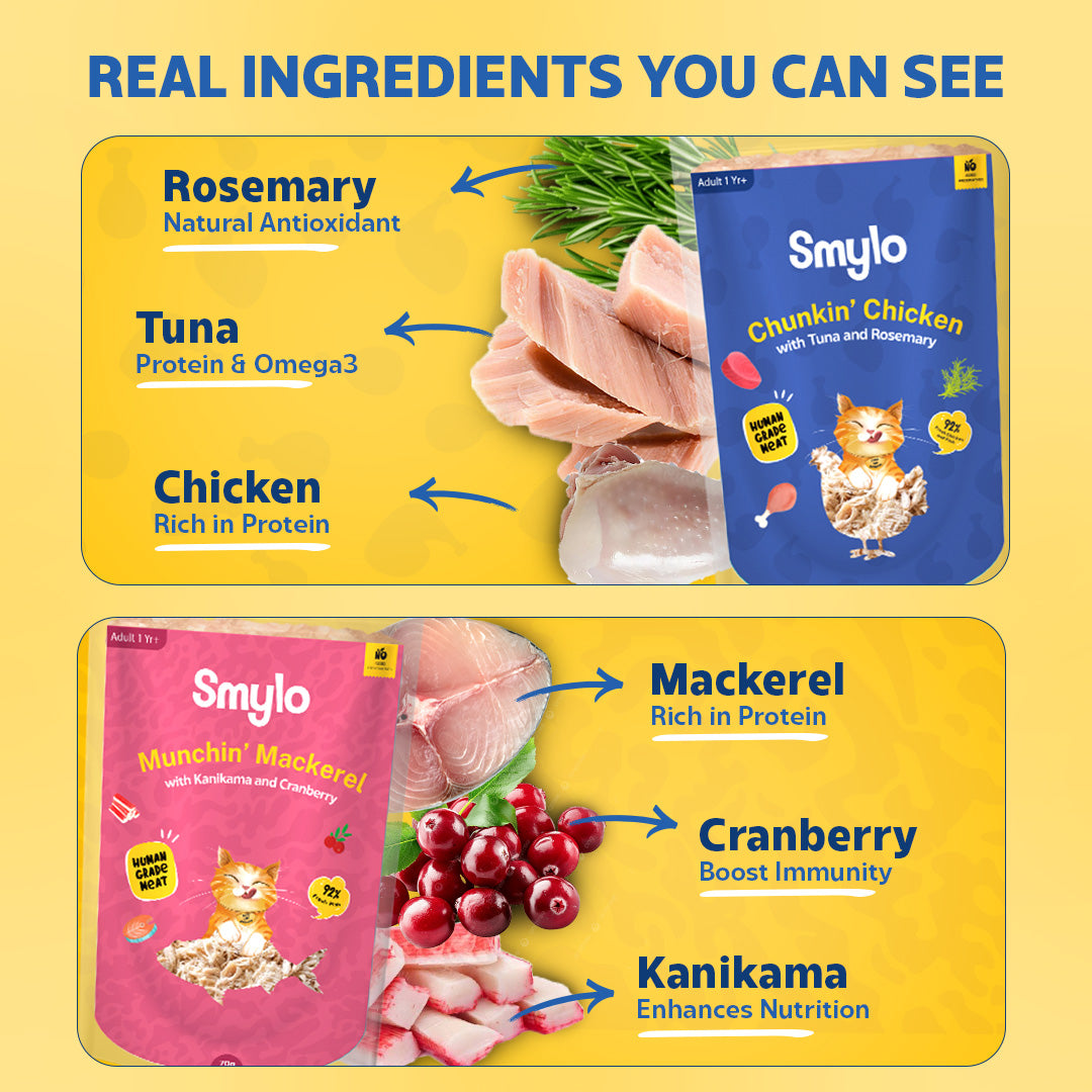 Smylo Adult Variety Combo, Tuna, Chicken & Mackerel, Fresh & No-Preservative Wet Cat Food