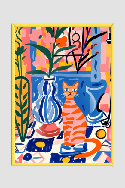 EverythingBoho The House Cat Boho Wall Art (Yellow)