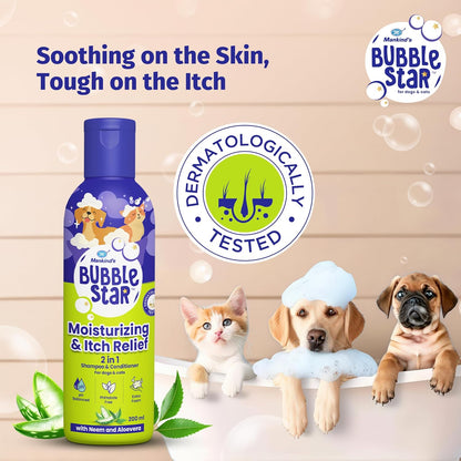 Mankind BubbleStar Neem & Aloe Vera Fresh 2 in 1 Waterless Shampoo for Dogs & Cats