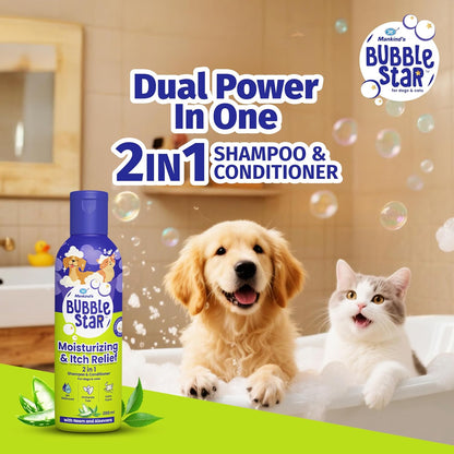 Mankind BubbleStar Neem & Aloe Vera Fresh 2 in 1 Waterless Shampoo for Dogs & Cats