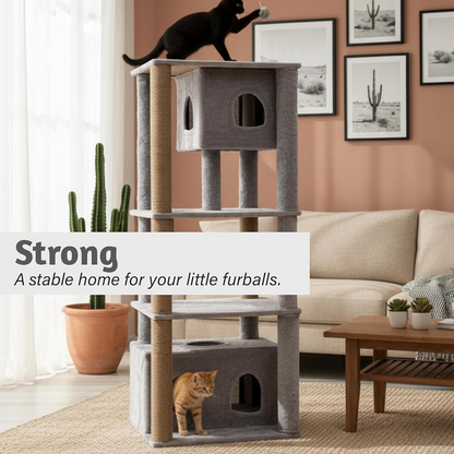 Furrlovers Large Multilevel Cat Tree Tower with Scratching Posts & Condo (Grey)