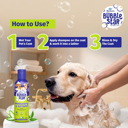 Mankind BubbleStar Neem & Aloe Vera Fresh 2 in 1 Waterless Shampoo for Dogs & Cats