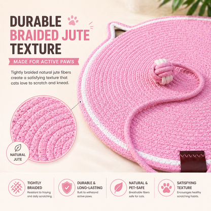Talking Dog Club Rope Scratching Mat for Cats (Pink)