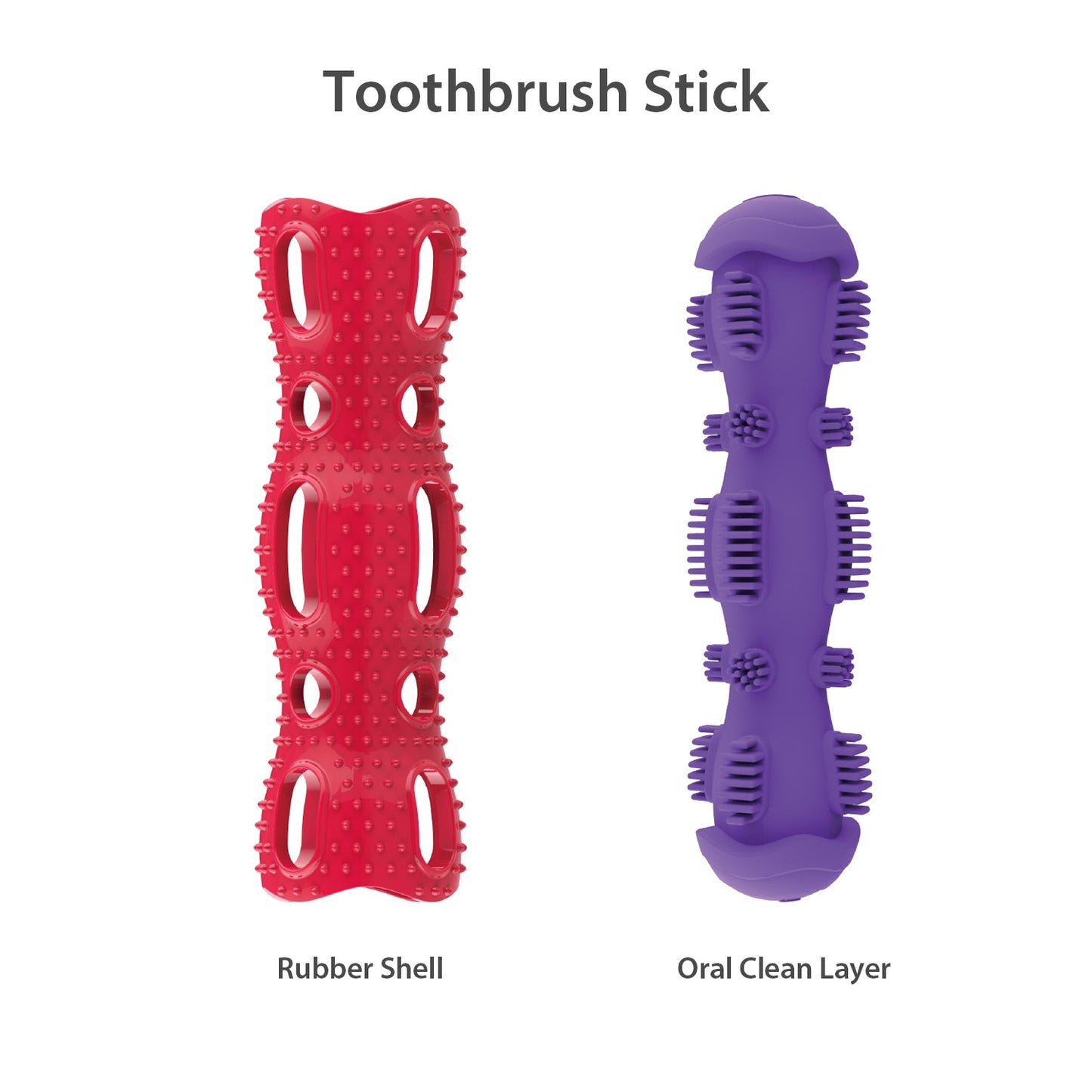 GiGwi Toothbrush Stick with Crackle Toy for Dogs(Red & Purple)