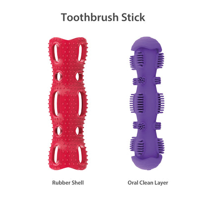 GiGwi Toothbrush Stick with Crackle Toy for Dogs(Red & Purple)